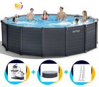 Intex Schwimmbad Graphit Platte 478 x 124 cm | Rund