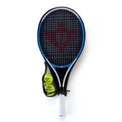 Tennisschläger mit Etui und 2 Bällen - Blau