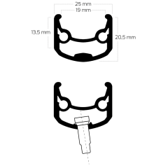 Felge Ryde Andra 30 28" / 622*19C Aluminium - 32 Lochscheibe 14G - schwarz