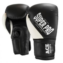 Super Pro Combat Gear ACE (Kick)Boxhandschuhe Schwarz/Weiß 6oz