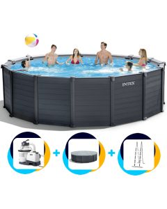 Intex Schwimmbad Graphit Platte 478 x 124 cm | Rund